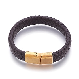 Leather Cord Bracelets, with Stainless Steel Magnetic Clasps