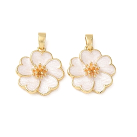 Colgantes de esmalte de bronce, encantos de la flor
