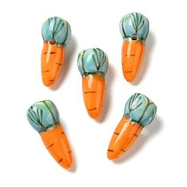 Food Theme Handmade Porcelain Beads, Famille Rose Porcelain, Carrot