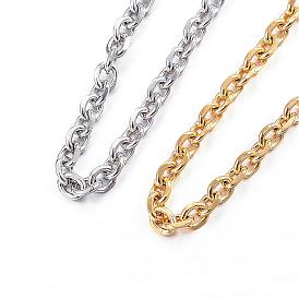 304 Stainless Steel Necklaces, Cable Chain Necklaces, Faceted