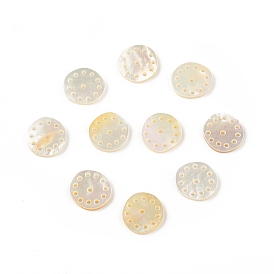 Natural Sea Shell Charms, Flat Round