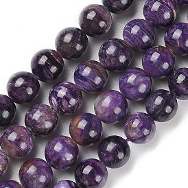 Grade A Natural Charoite Round Bead Strands