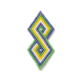 Handmade Loom Pattern MIYUKI Seed Beads, Double Rhombus Pendants