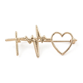 Alloy Brooch Pin for Clothes Backpack, Heartbeat