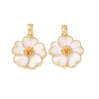 Colgantes de esmalte de bronce, encantos de la flor