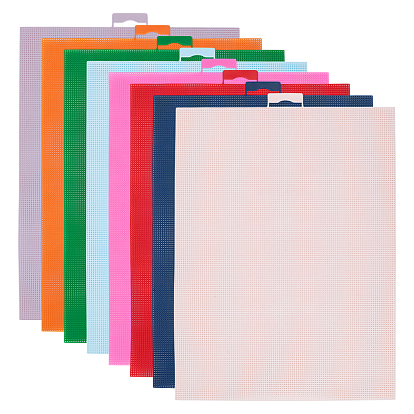 8шт 8 цвета пластиковая сетка холст листы, для вышивания, изготовление акриловой пряжи, трикотажные и вязаные проекты, прямоугольные