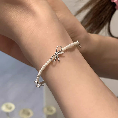 925 Браслеты-банты из стерлингового серебра и искусственного жемчуга для женщин