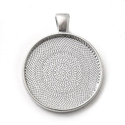 Alloy Pendant Cabochon Settings, Plain Edge Bezel Cups, Lead Free & Cadmium Free & Nickel Free, Flat Round
