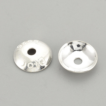 925 Sterling Silver Bead Caps, Apetalous, with 925 Stamp, Flat Round