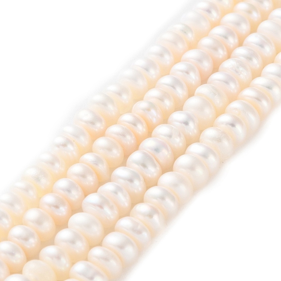 Нити из натурального культивированного пресноводного жемчуга, класс 6а+, рондель