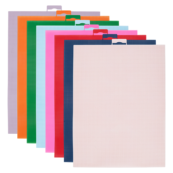 8шт 8 цвета пластиковая сетка холст листы, для вышивания, изготовление акриловой пряжи, трикотажные и вязаные проекты, прямоугольные