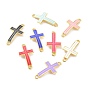 Alloy Enamel Links Connectors, Cross, Golden