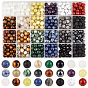 600pcs 24 styles de perles de pierres précieuses naturelles et synthétiques mélangées, ronde, mélangé teint et non teint
