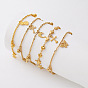 304 Tobilleras con dijes de acero inoxidable para mujer, dorado