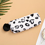 Leopard Print Pattern Plush Pen Case Bag with Zipper, Pencil Pouch with Pompon for Office School Students