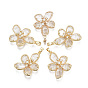 Brass Micro Pave Cubic Zirconia Pendants, with Glass, Nickel Free, Real 18k Gold Plated, Flower