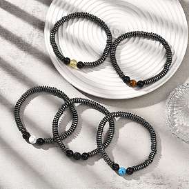 Женские эластичные браслеты из натуральных и синтетических драгоценных камней, диск