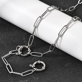 4мм 201 цепочки из нержавеющей стали с текстурированной поверхностью в виде скрепки, не тускнеет