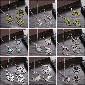 Комплекты из ожерелий и серег в стиле бохо из сплава