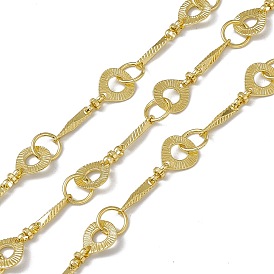 Brass Teardrop & Knot & Twist Bar & Ring Link Chains, with Spool, Unwelded, Long-Lasting Plated, Cadmium Free & Nickel Free & Lead Free