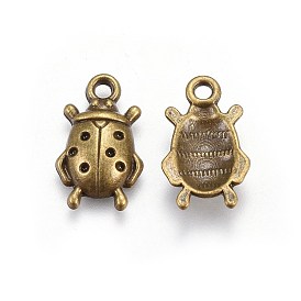 Tibetan Style Pendants, Lead Free and Cadmium Free, Ladybug, 17.5x11x4mm, Hole: 2mm, about 750pcs/kg