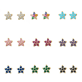 Elegant Sterling Silver Plum Cubic Zirconia Blossom Stud Earrings for Women, Fashion Delicate Petite