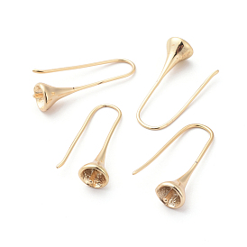 Brass Earring Hooks, For Half Drilled Beads, Long-Lasting Plated