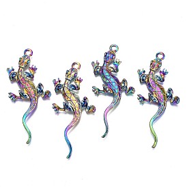 Rainbow Color Alloy Big Pendant Rhinestone Settings, Cadmium Free & Nickel Free & Lead Free, Lizard