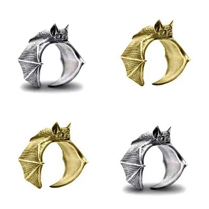 Anillos de puño abiertos de latón de halloween, bate