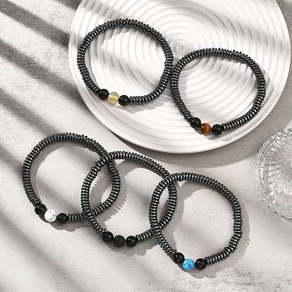 Женские эластичные браслеты из натуральных и синтетических драгоценных камней, диск