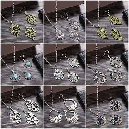 Комплекты из ожерелий и серег в стиле бохо из сплава