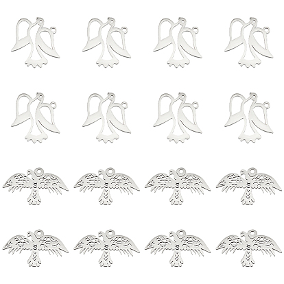16 шт 2 стили 304 подвески из нержавеющей стали, очарование птицы