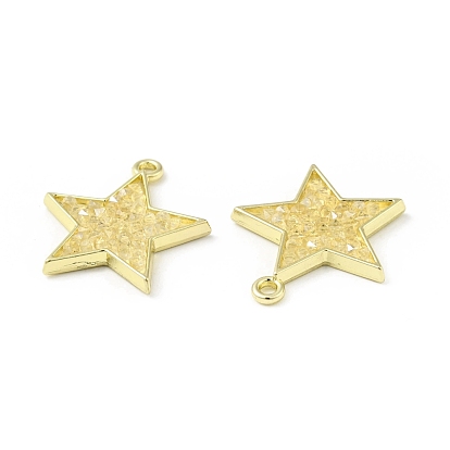 Rhinestone Pendants, with Light Gold Plated Brass Findings, Star, Cadmium Free & Lead Free