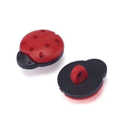 Plastic Sewing Buttons, Ladybug Shape, 1-Hole
