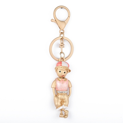 Alloy Enamel Boy Shape Keychains with Crystal Rhinestone