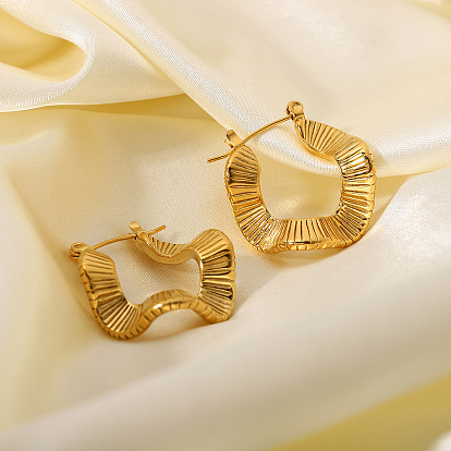 Chic Titanium Steel Wave-shaped Earrings with 18K Gold Plating for Women