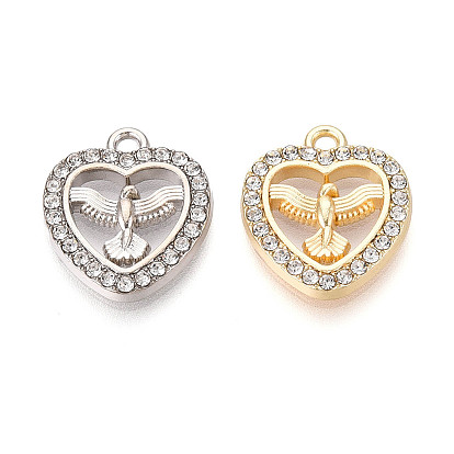 Подвески из сплава и страза, сердце и орел, без свинца и без кадмия