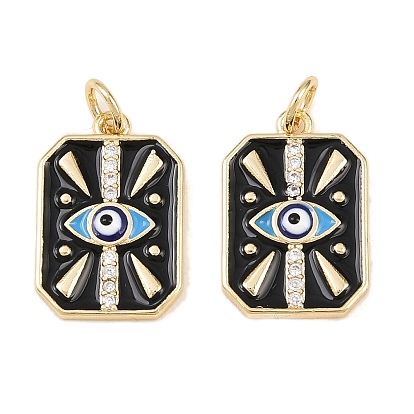 Латунные микро проложить кубического циркония подвески, прямоугольник с оберегами от сглаза, с эмалью, стойки покрытие, долговечный, без кадмия и без свинца