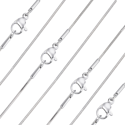 10шт. 0.9мм 304 цепочки-змейки из нержавеющей стали, с карабин-лобстерами 