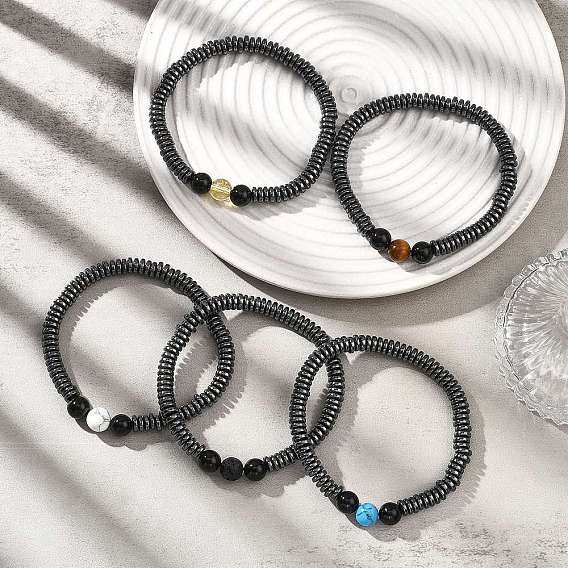 Женские эластичные браслеты из натуральных и синтетических драгоценных камней, диск