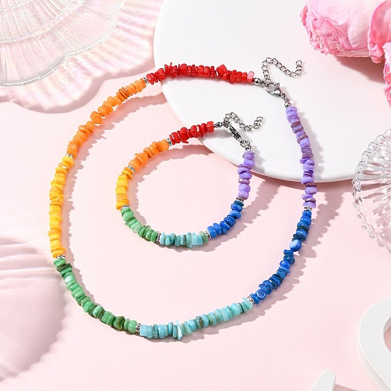 Браслеты и ожерелья из натуральных пресноводных ракушек, окрашенных в технике самородной крашенки