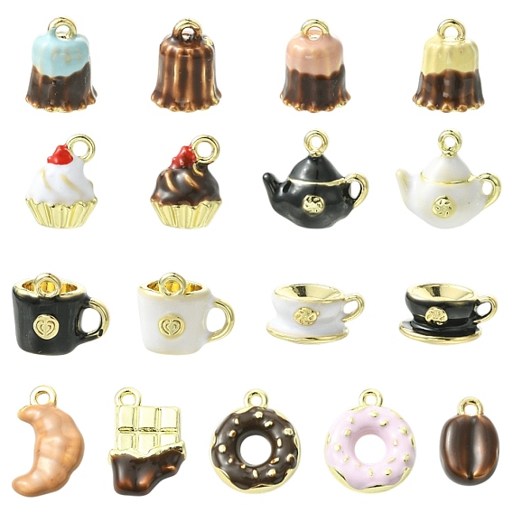 17 шт 17 стили сплава эмаль подвески, золотой свет, разнообразные