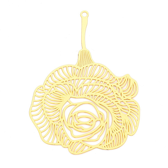 Латунные филигранные большие подвески, цветок, гравированные металлические украшения