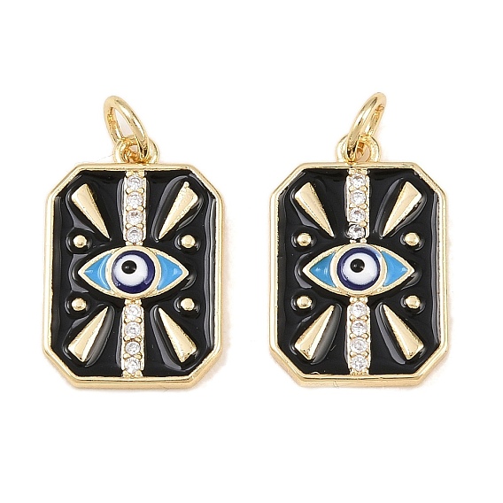 Латунные микро проложить кубического циркония подвески, прямоугольник с оберегами от сглаза, с эмалью, стойки покрытие, долговечный, без кадмия и без свинца