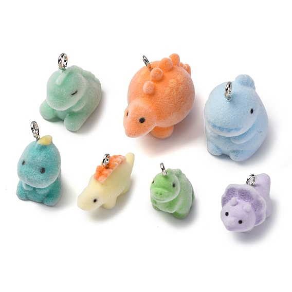 Кулоны из флокированной смолы, динозавр, с железной платиной петлей