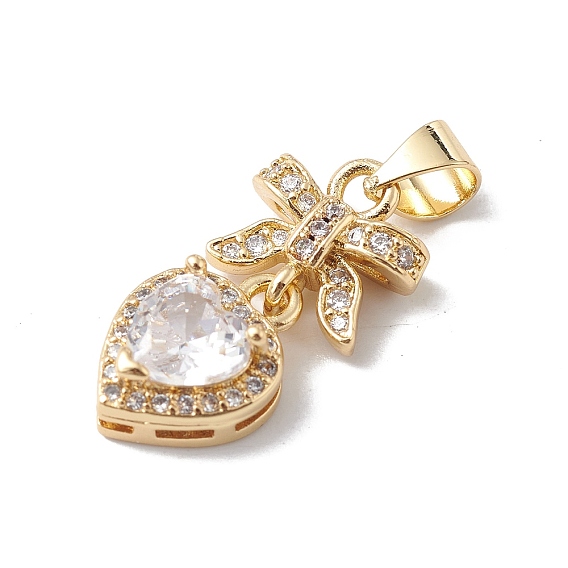 Стойки обшивки латунь кубического циркония подвески, без свинца и без кадмия, долговечный, реальный 18 k позолоченный, подвеска в виде сердца и банта