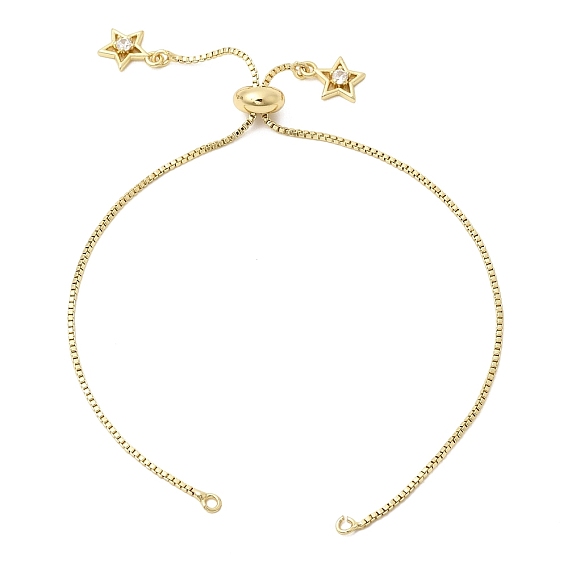 1мм латунная цепочка-слайдер для изготовления браслетов, с прозрачными подвесками в виде звезд кубического циркония, стойки покрытие, долговечный, без свинца и без кадмия