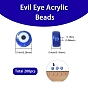 Transparent Acrylic Beads, Flat Round with Evil Eye Pattern