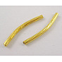 Tube Beads, Curved, Brass, Golden Color, Nickel Free, 25x2mm, Hole: 1.2mm