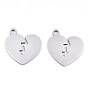 201 Stainless Steel Pendants, Laser Cut, Split Heart